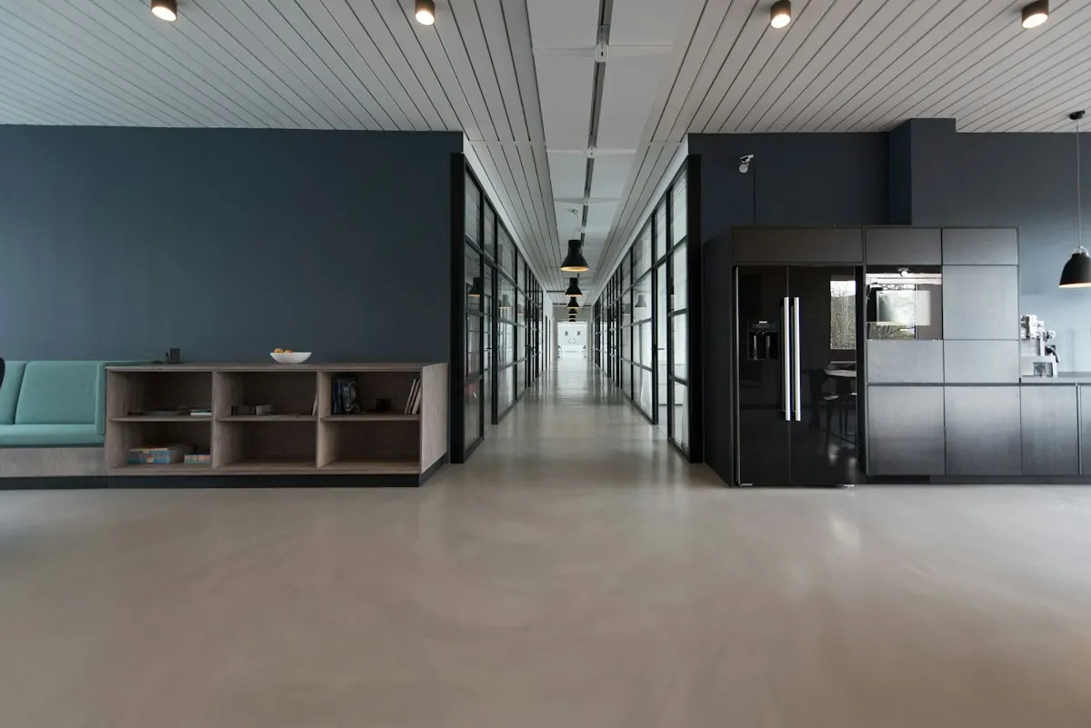 Modern office cleared for dismantling